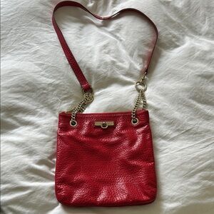 DKNY Vibrant Red Leather Crossbody Bag